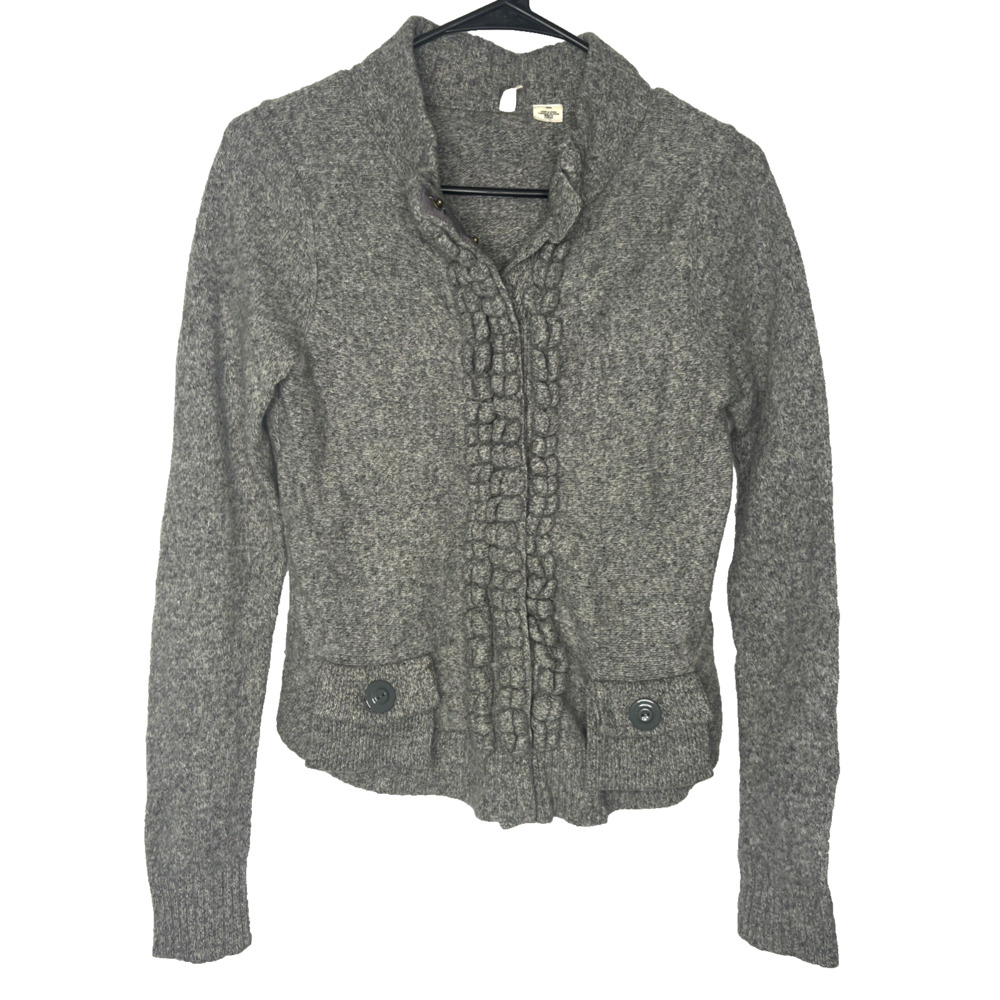 Anthropologie Moth Cardigan Sweater Wool Blend Button-Up Gray Women's Medium